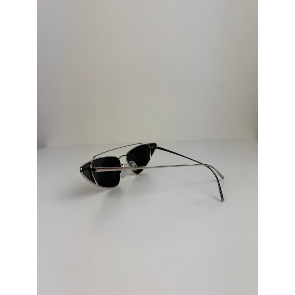 Prada SPR 63U Silver Metal Frame Dark Gray Lens Fashion Cat Eye Sunglasses RARE - Picture 6 of 11